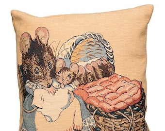 Tale of Hunca Munca Pillow Cover - Peter Rabbit Pillow - Peter Rabbt Decor - Beatrix Potter Gift - 14x14 tapestry cushion cover