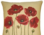 jacquard woven belgian tapestry cushion 5 poppies Flanders Fields