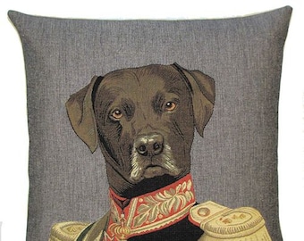 Chocolate Labrador Pillow - Labrador Gift- Labrador Cushion Cover Throw Pillow Labrador Lover Gift 18x18 Belgian Tapestry Cushion - PC329/GR