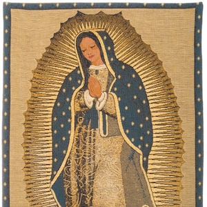 Tapiz de la Virgen de Guadalupe para colgar en la pared - Decoración de la pared de la Virgen María - Decoración de arte religioso - Decoración de la pared religiosa - Regalo religioso