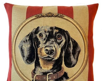 Dachshund Pillow Cover - Dachshund Cushion Cover - Dachshund Portrait - Dachshund Throw Pillow - 18x18 pillow cover