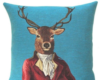 stag pillow cover - Fabfunky cushion cover - stag lover gift - stag decor - forest decor - quirky stag design