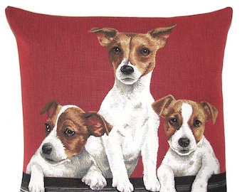 Jack Russel Terrier Pillow Cover - Jack Russell Terrier Gift - 18x18 red cushion cover - Jack Russell pups - Jack Russell Gift