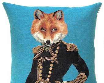 quirky fox pillow cover - fox decor - fox lover gift - forest decor - tapestry cushion cover - fox throw pillow