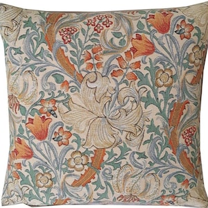 William Morris Golden Lily Pillow Cover: Woven Tapestry Cushion image 1