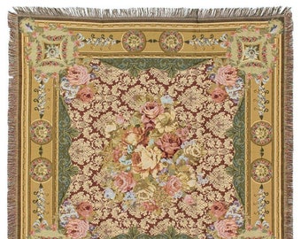 Chambord Throw Blanket - French Decor Throw Blanket - 56x56 Belgian Tapestry Throw -  Floral Throw Blanket - Flower Blanket - TT-750