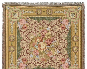 Chambord Throw Blanket - French Decor Throw Blanket - 56x56 Belgian Tapestry Throw -  Floral Throw Blanket - Flower Blanket - TT-750