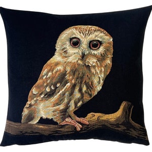 Owl Pillow Cover - Owl Gift - Owl Cushion Cover - 18x18 Belgian Tapestry Cushion - Forest Decor - Book Lover Gift -  Throw Pillow- PC-5677