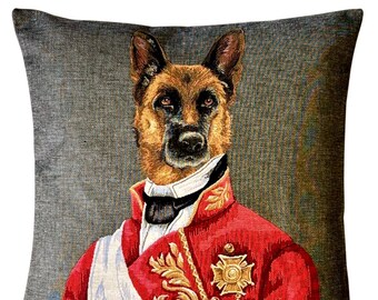 german shepherd pillow cover - alsatian cushion cover - dog art - dog lover gift - 18x18 throw pillow