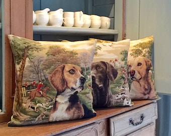 forest decor pillow covers - foxhunt decor - dog lover gift - beagle lover gift - pointer pillow case - tapestry cushions - PC-5465/3
