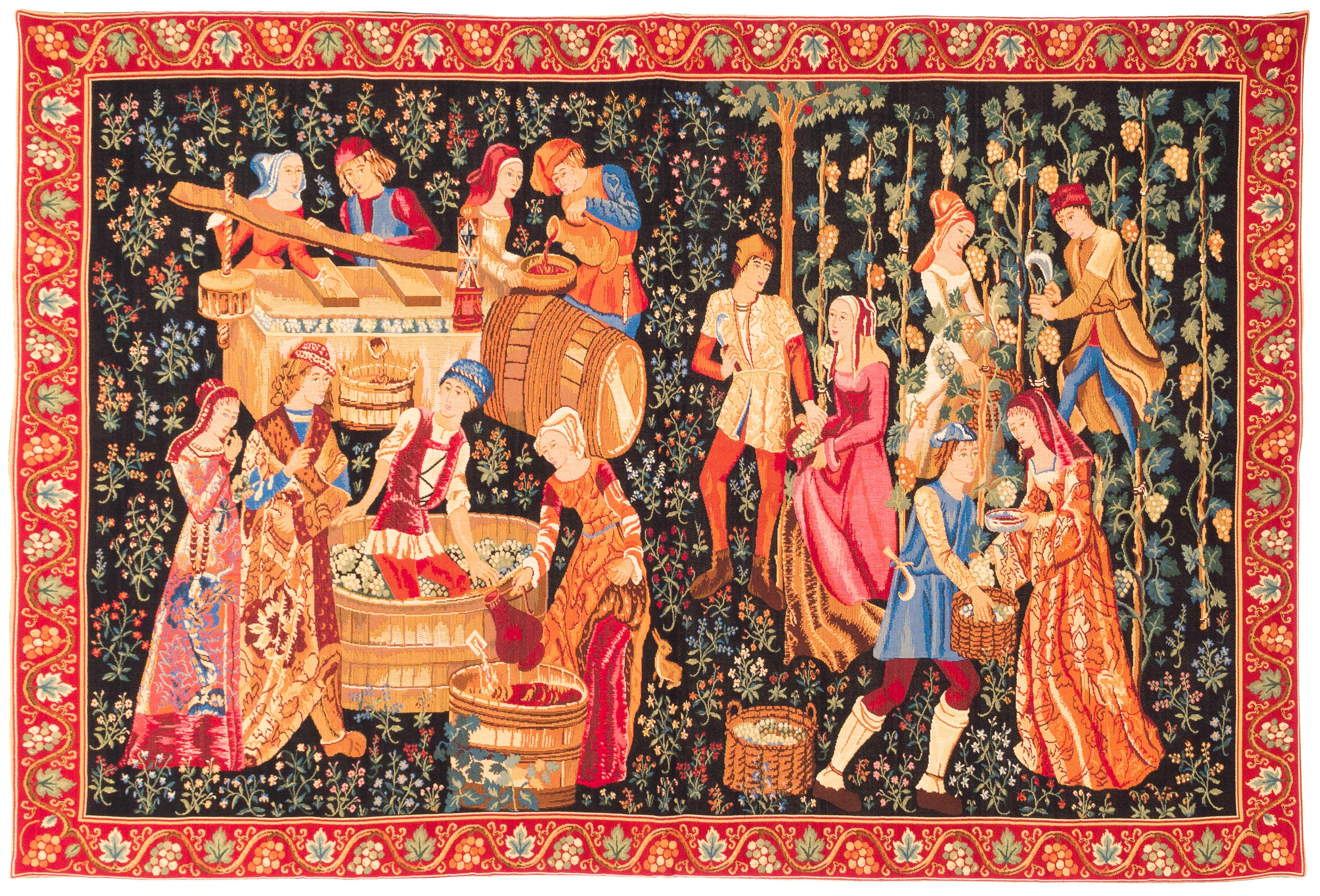 Medieval Wall Hanging Tapestry - The Vintage - Le Vendange - Millefleurs  motif - Belgian Tapestry - Gobelin Wallhanging - Medieval Decor