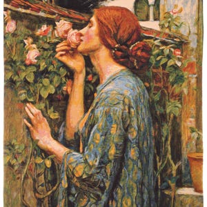 belgischer Wandbehang Gobelin die Seele der Rose von J.W.Waterhouse
