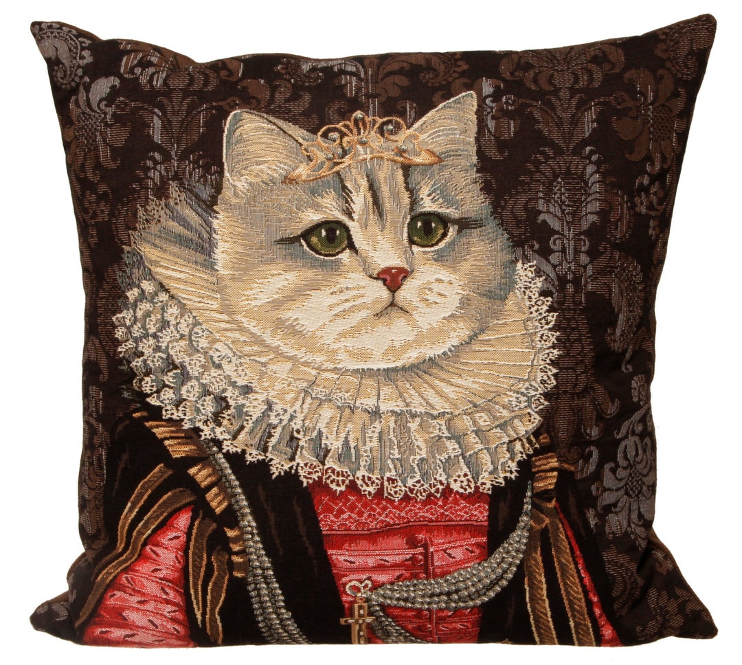 Belgian Tapestry Throw Pillow Cushion Cover Royal Portrait 