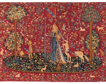 The Touch Tapestry Wall Hanging: Lady and Unicorn, Medieval Art