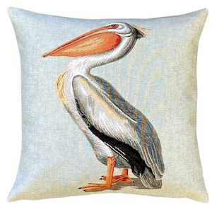 ペリカン スローピロー - ペリカンギフト - 鳥ギフト - 装飾枕 - 18x18 ベルギータペストリー スローピロー