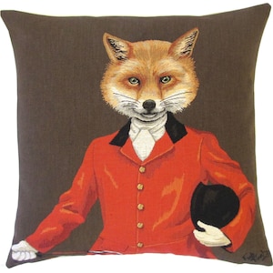 Funda de almohada de tapiz Fox Hunter: cojín de algodón belga tejido