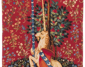 Belgian Unicorn Tapestry: Lady and the Unicorn, Millefleurs Style