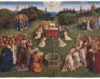 Adoration of The Lamb Tapestry: Flemish Art Wall Decor