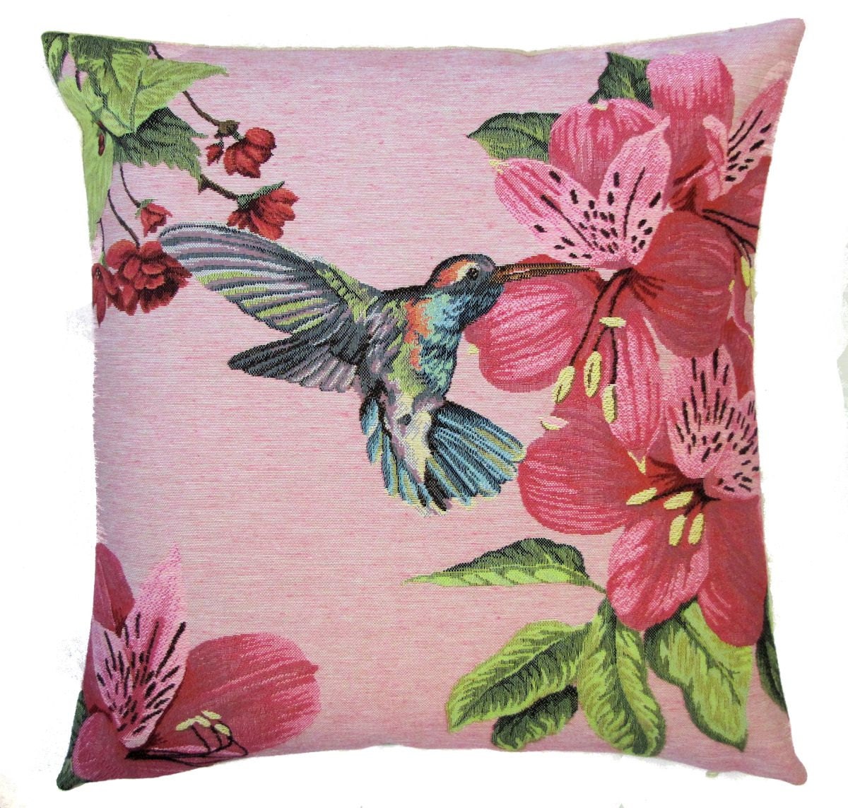 Couverture d'oreiller de Colibri - Cadeau Oreiller Rose Couverture Coussin 18x18 Décor Fleur Oreille