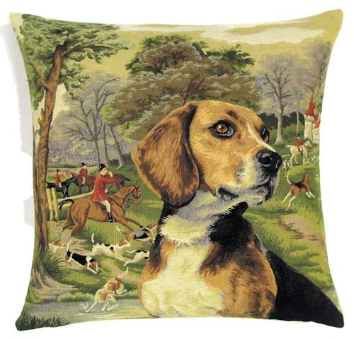 foxhunt decor 18x18 tapestry cushion beagle lover gift beagle pillow cover 