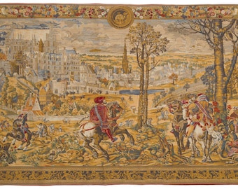 Belgian Tapestry Wall Hanging - Brussels Scene Hunting Wall Tapestry - Museum Wall Decor - Renaissance wall art - Maximilian