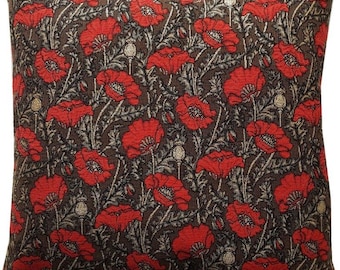 William Morris Red Poppies Pillow Cover: Arts & Crafts Cushion