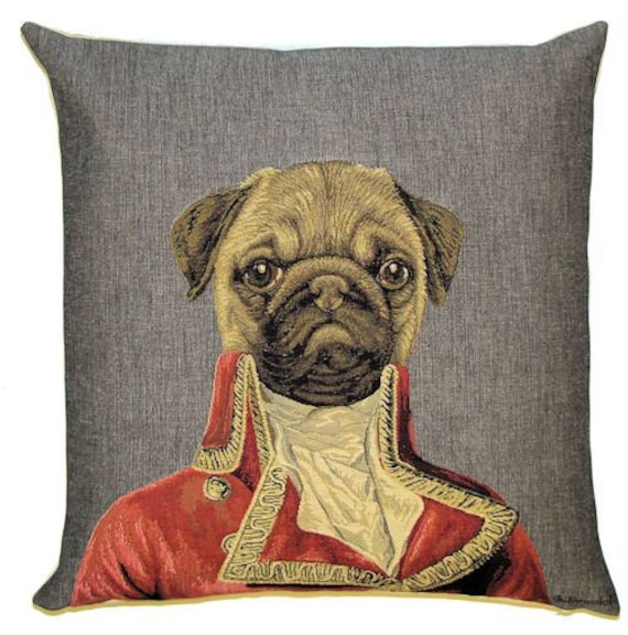 dressed pug throw pillow Poncelet dog Pug pillow case | Etsy