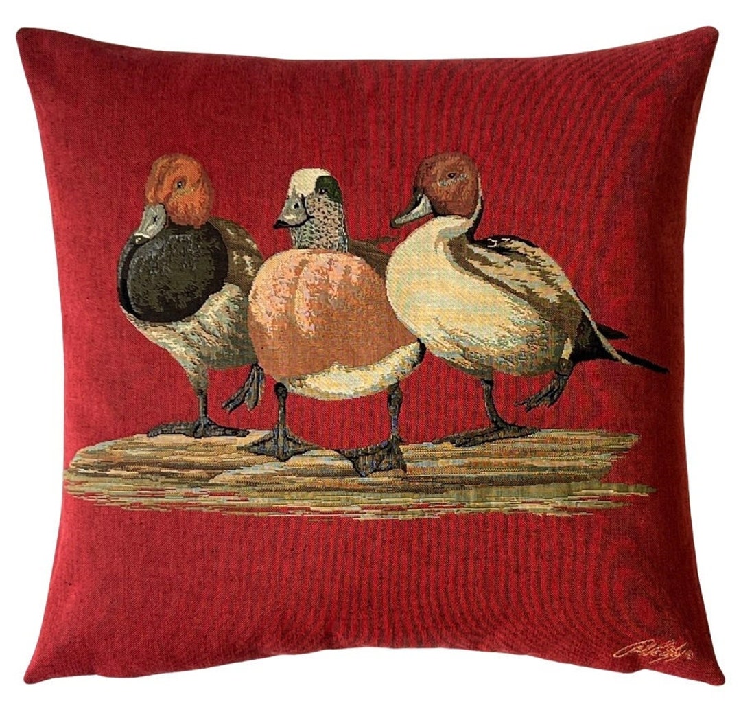 Ducks Pillow Cover Ducks Lover Gift Jacquard Woven Pillow Etsy