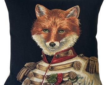 Fox Pillow Cover - Fox Portrait - Anthropomorphic Decor - Forest Decor - Fox Cushion Cover - Fox Throw Pillow - Tapestry Pillow Cover