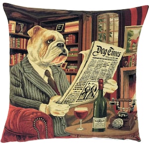 English Bulldog Tapestry Pillow Cover: Whimsical Dog Lover Gift