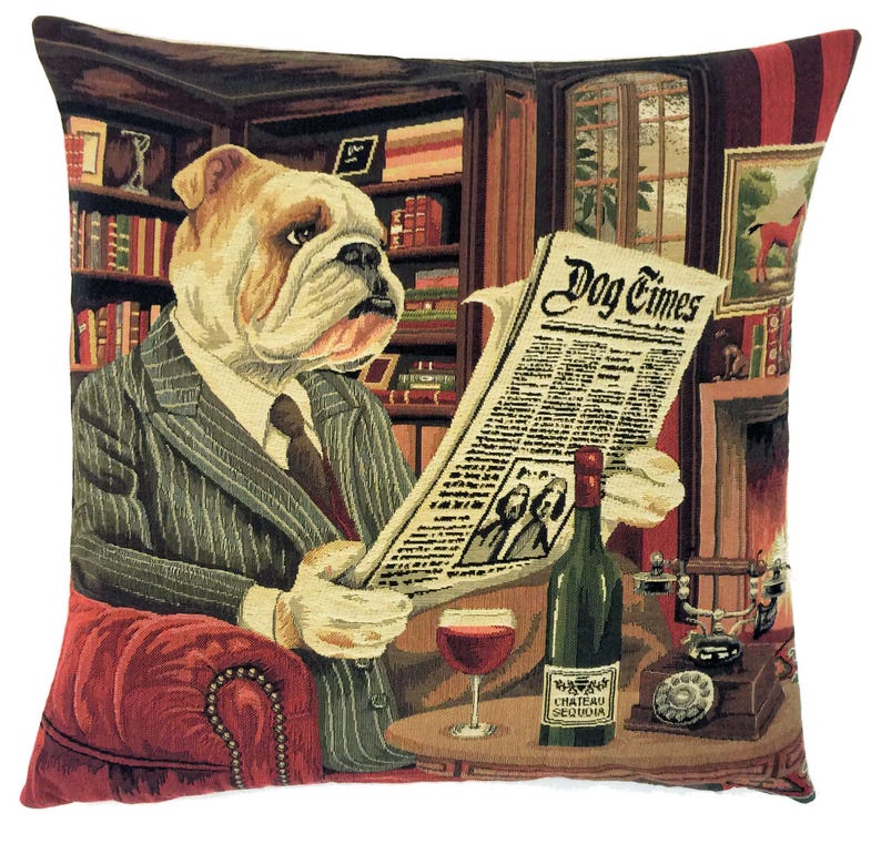 Funda de almohada tapizada de bulldog inglés: un regalo original para amantes de los perros. imagen 1