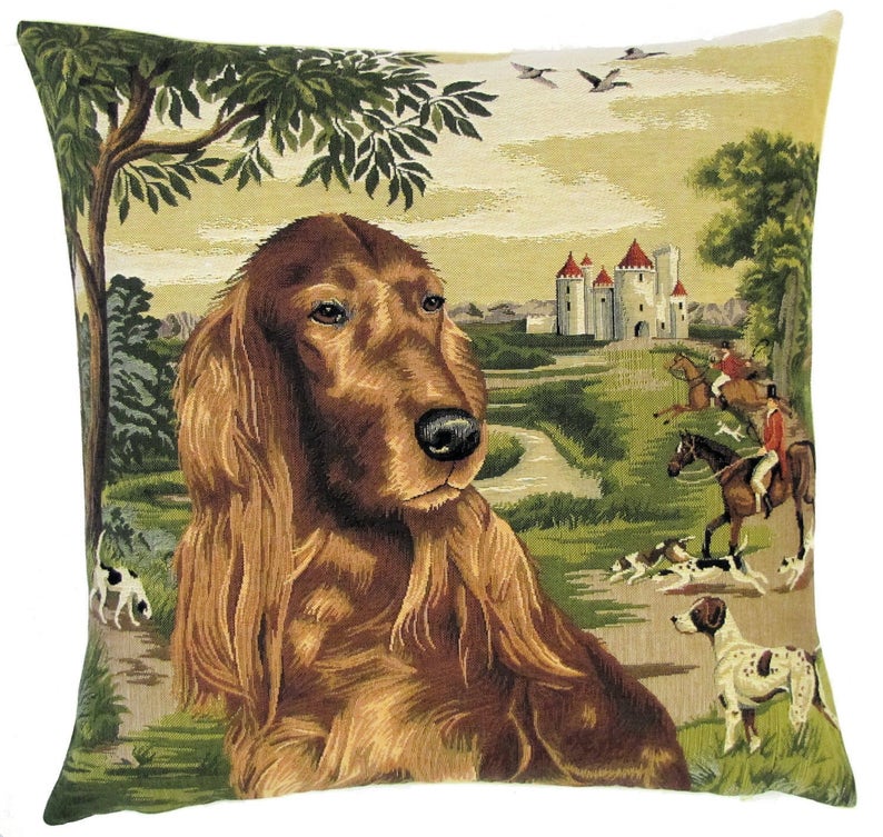 Irish Setter Pillow Cover 18x18 Belgian Tapestry Cushion Etsy