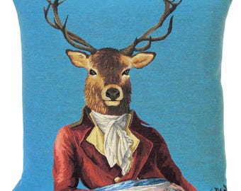 Fabfunky Stag Tapestry Pillow Cover: Quirky Forest Decor