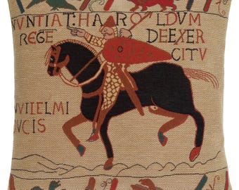 Bayeux Tapestry Pillow Cover: Medieval Horse Design