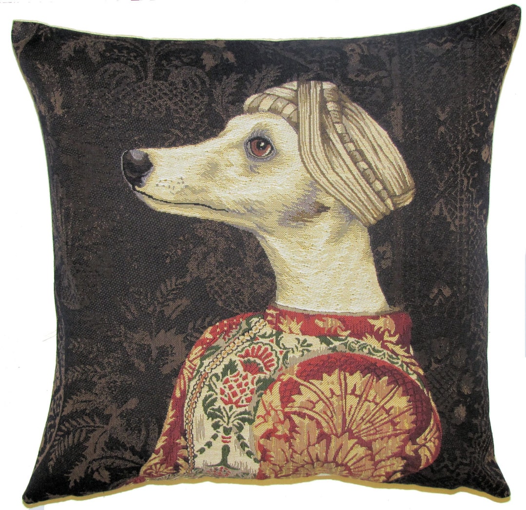 Greyhound Throw Greyhound Belgian Tapestry Gobelin Throw Pillow Cushion Cover Whippet ...