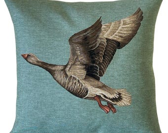 Goose Pillow Cover - Goose Lover Gift - Jacquard Woven Pillow Cover - 18x18 throw pillow - Goose Throw Pillow - Bird Decor
