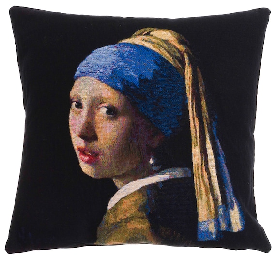 Classic Dutch Painting Girl with a Pearl Earring by Vermeer Throw Pillow Cover Fine Art Pillow Case Sofa Cushion 14x14 16x16 18x18 20x20