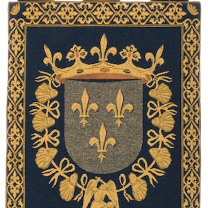 Fleur de Lys Tapestry: Belgian Woven Chenille St. Michael and Dragon