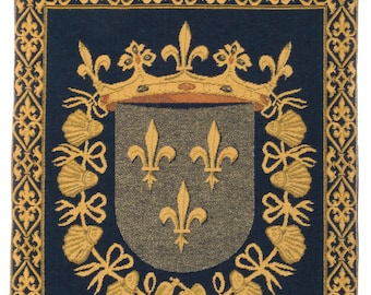 Fleur de Lys Tapestry: Belgian Woven Chenille St. Michael and Dragon
