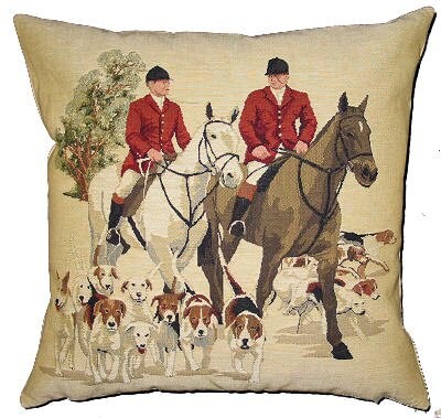 Fox Hunter Pillow Covers Fox Hunting Decor Fox Hunter Gift Horses Cushion  Cover Belgian Tapestry Throw Pillow 18x18 Pillow Cover 