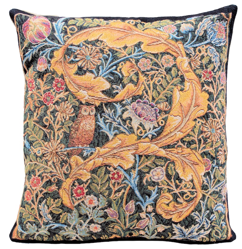 William Morris Owl Tapestry Pillow Cover: Arts & Crafts Decor image 1
