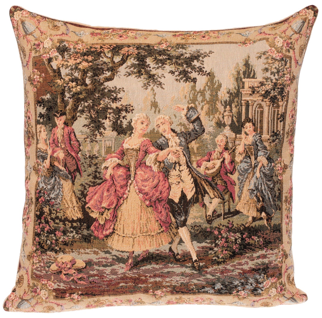 Belgian Gobelin Tapestry Cushion Pillow Cover Elegant Scenery
