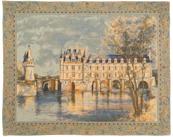 Tapestry Wall Hanging Chenonceau Castle - French Castle Tapestry Wall Hanging - Loire Castle Decor - French Wall Decor - Louis XIV Castle