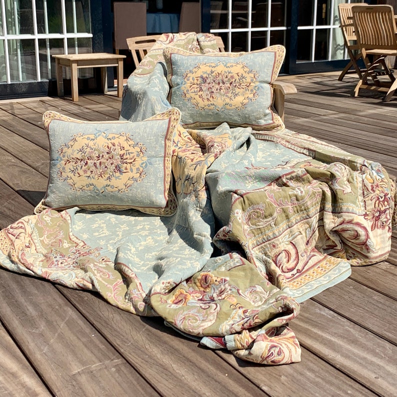 Tapestry Bedspread Regency Bed Coverlet and Shams Tapestry Etsy