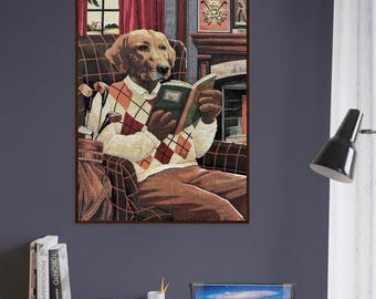 Framed Labrador Tapestry Print - Unique Dog Art - Golf Gift