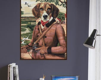 Framed Beagle Vintage Print: Dog Wall Art, Hunting Decor