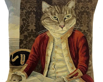 Belgian Tapestry Cushion Cover: Susan Herbert Cat Portrait