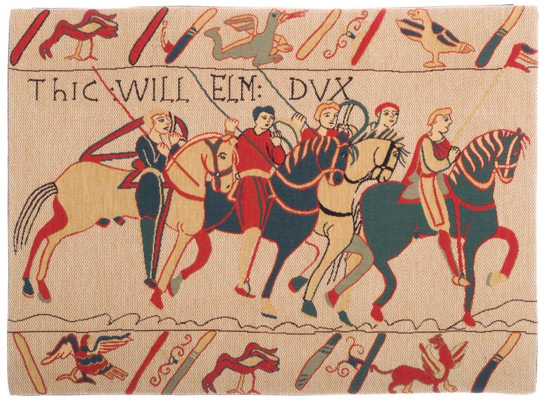 Bayeux Tapestry Wall Hanging Tapisserie murale médiévale Décor médiéval Tapisserie Bayeux Chevalier Fragment de Bayeux image 1
