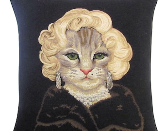 Marilyn Monroe Cat Tapestry Pillow Cover: Whimsical Cat Lover Gift