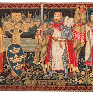 King Arthur Tapestry: Medieval Art Wall Hanging, 19&quot;x28&quot;